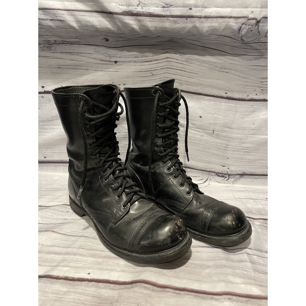 HH Double H 975 Military Jump Boots Black Leather Size 910.5 D Mens Worn